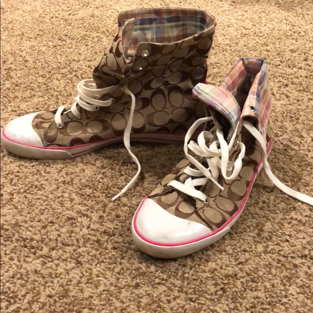 Plaid fold over coach converse shoes